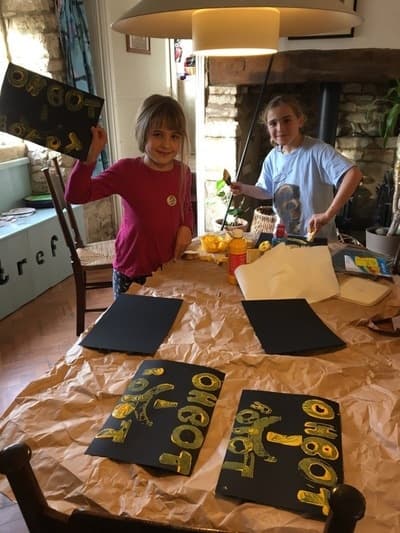 Potato printing posters for Mozfest